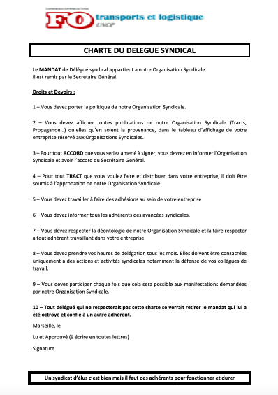 Charte du Délégué Syndical